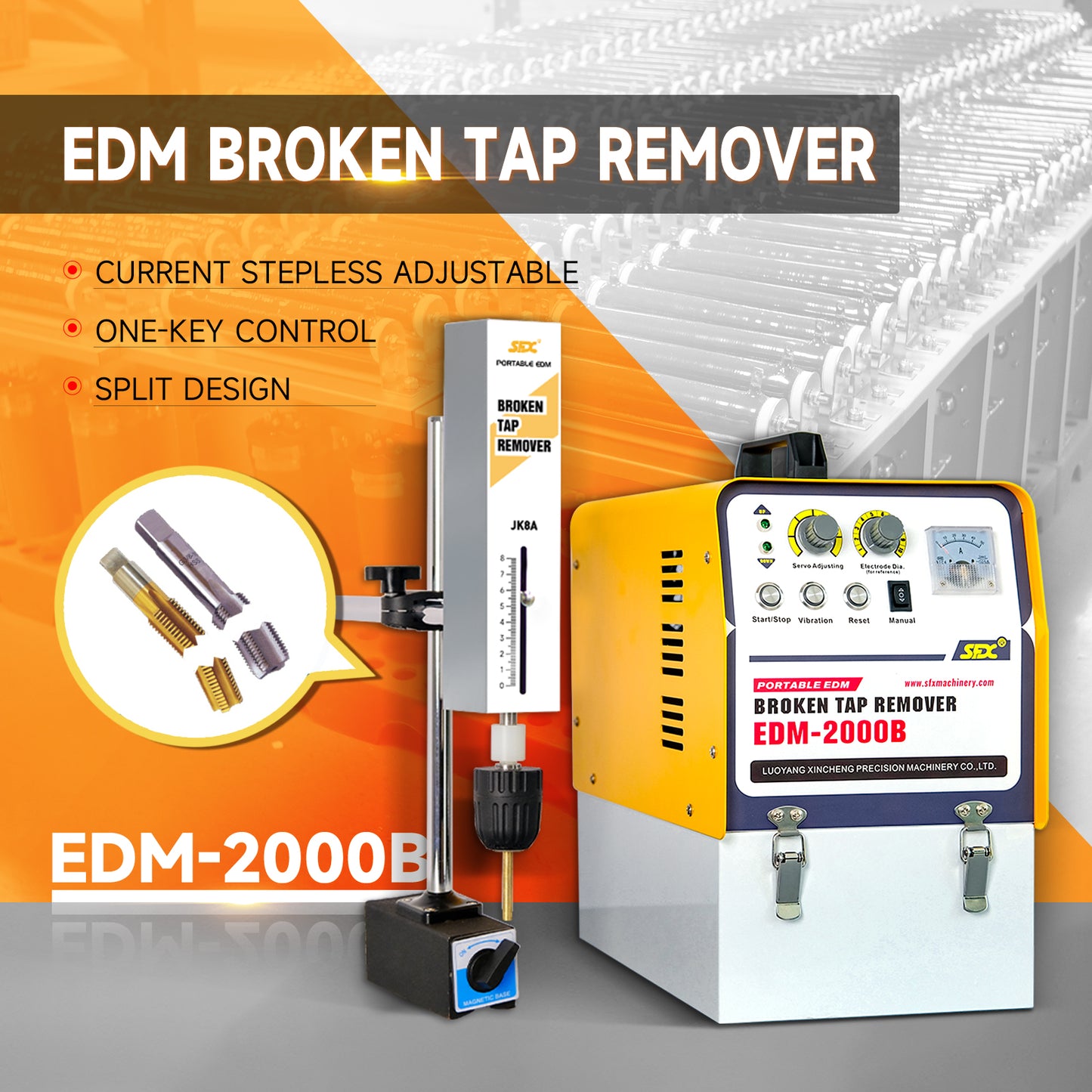 USA Stock SFX EDM-2000B Portable EDM Machine for Extracting M2-M30 Broken Screws Taps Drills Removal