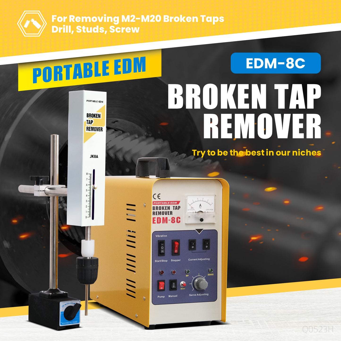 Extractor de grifos rotos portátil EDM de 800 W con ajuste de profundidad, M2-M20 (5/64''-25/32''), disponible en EE. UU.