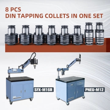 GT12 DIN Collets 8pcs Tapping Collets Chuck GT12 Tapping Adapters for M16R Tapping Machine M3,M4 M5-M6 M8 M10 M12 M14 M16