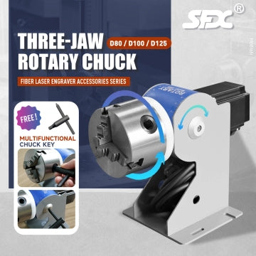 JPT Fiber Laser Rotary Axis Three-Jaw Rotary Chuck D69/D80/D100/D125 Rotary Device for Jewelry, Ring and Cups