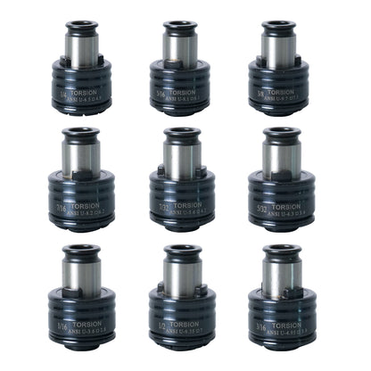 GT12 ANSI Collets 9 pcs GT12 ANSI Tapping Collet Chuck GT12 Tapping Adapters for M16 Electric Tapping Machine