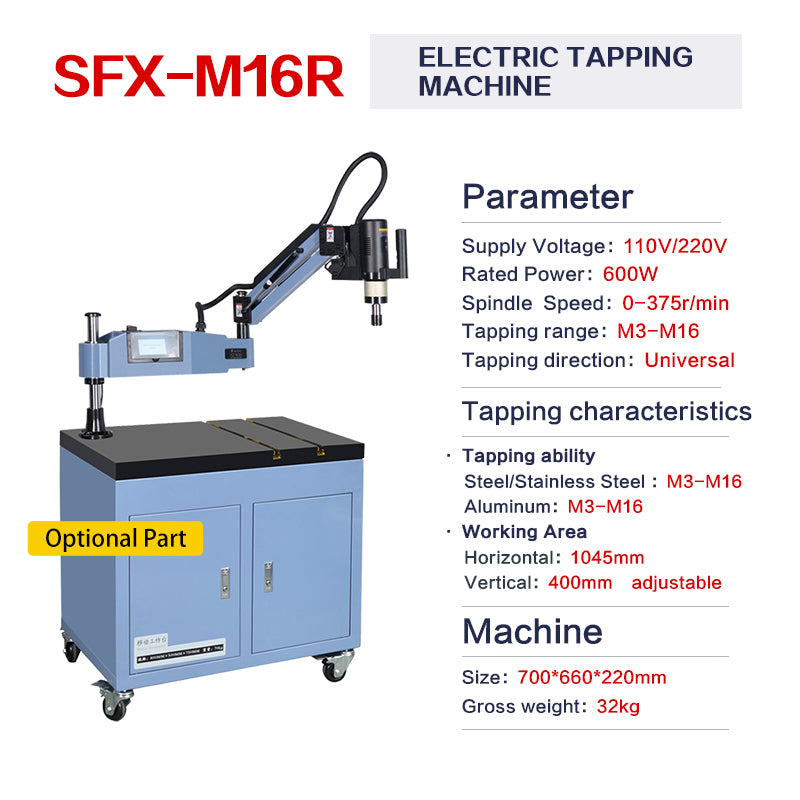 US Stock 110V M3-M16 Electric Tapping Machine Tapper Tapping Arm with ...
