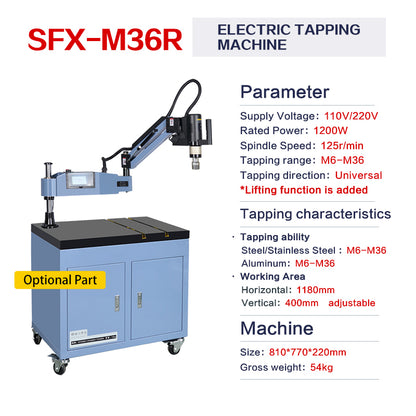 US Stock SFX-M36R M6-M36 Electric Tapping Arm Tapper Flex Arm Tapping Machine Tap Holders Included