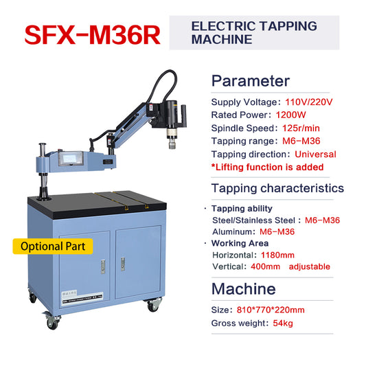 US Stock SFX-M36R M6-M36 Electric Tapping Arm Tapper Flex Arm Tapping Machine Tap Holders Included