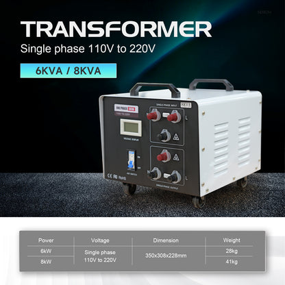 US Stock Used Single phase 110V to 220V Transformer 8kW Transformer for Laser Cleaning Machine or Laser Welding Machine