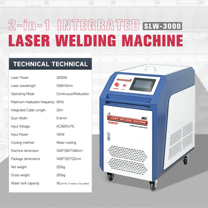 SFX 2-in-1 Integrated Laser Welding Machine SLW-1500W/2000W/3000W Handheld Fiber Laser Welder with Auto Wire Feeder
