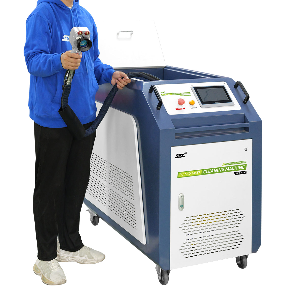 Máquina limpiadora láser SFX de 500/1000 W, sistema de limpieza láser de pulsos para recubrimiento de moldes de madera