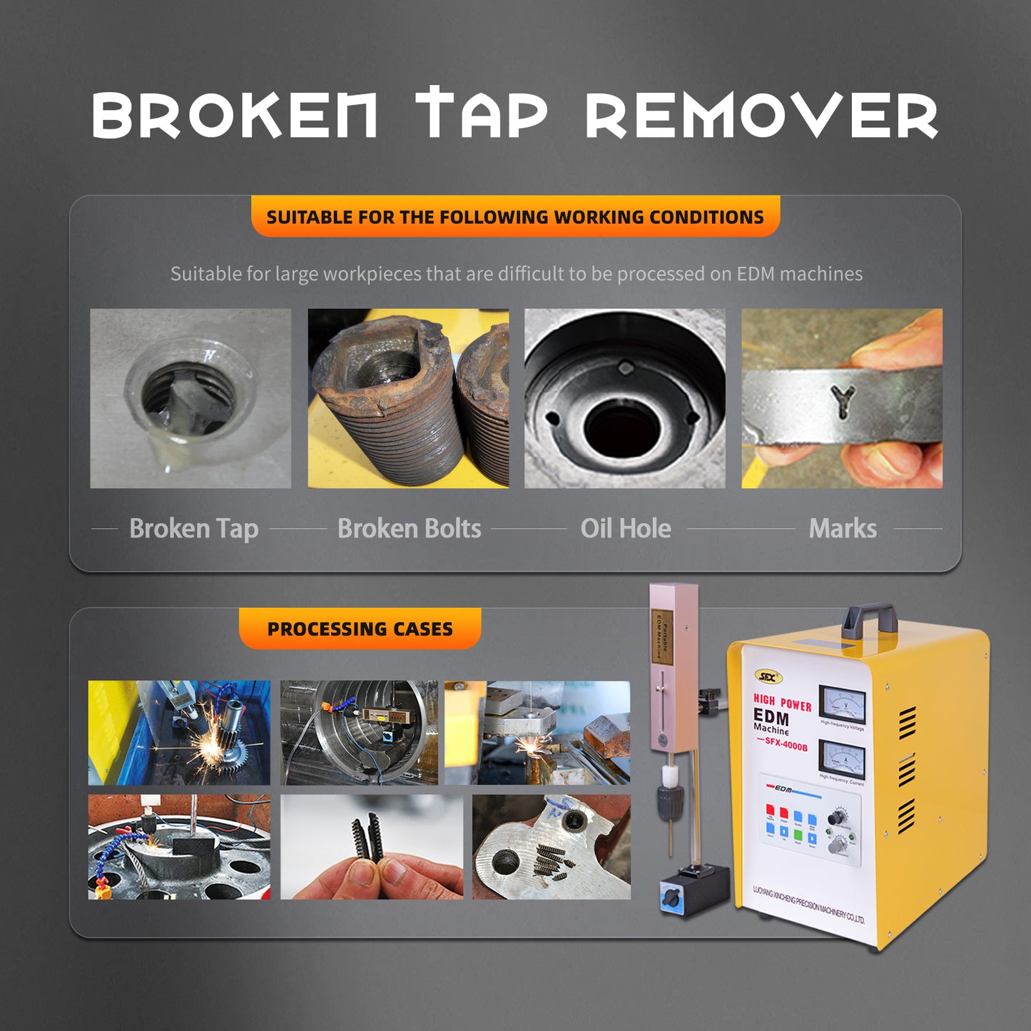 US Stock SFX-4000B EDM Broken Tap Remover Machine M2-M36 Portable Machine Tap Burner Tap Buster