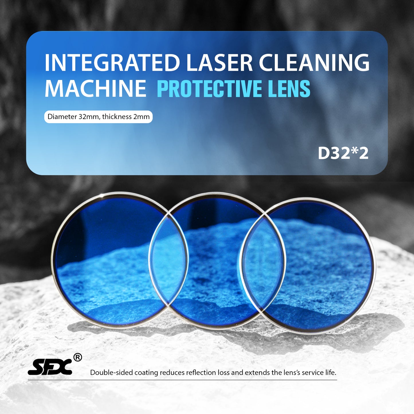 D32*2 Protective Lens for SFX Laser Rust Remover Machine 2000W/ 3000W Laser Cleaning Machine SLC-2030B/ 3040B