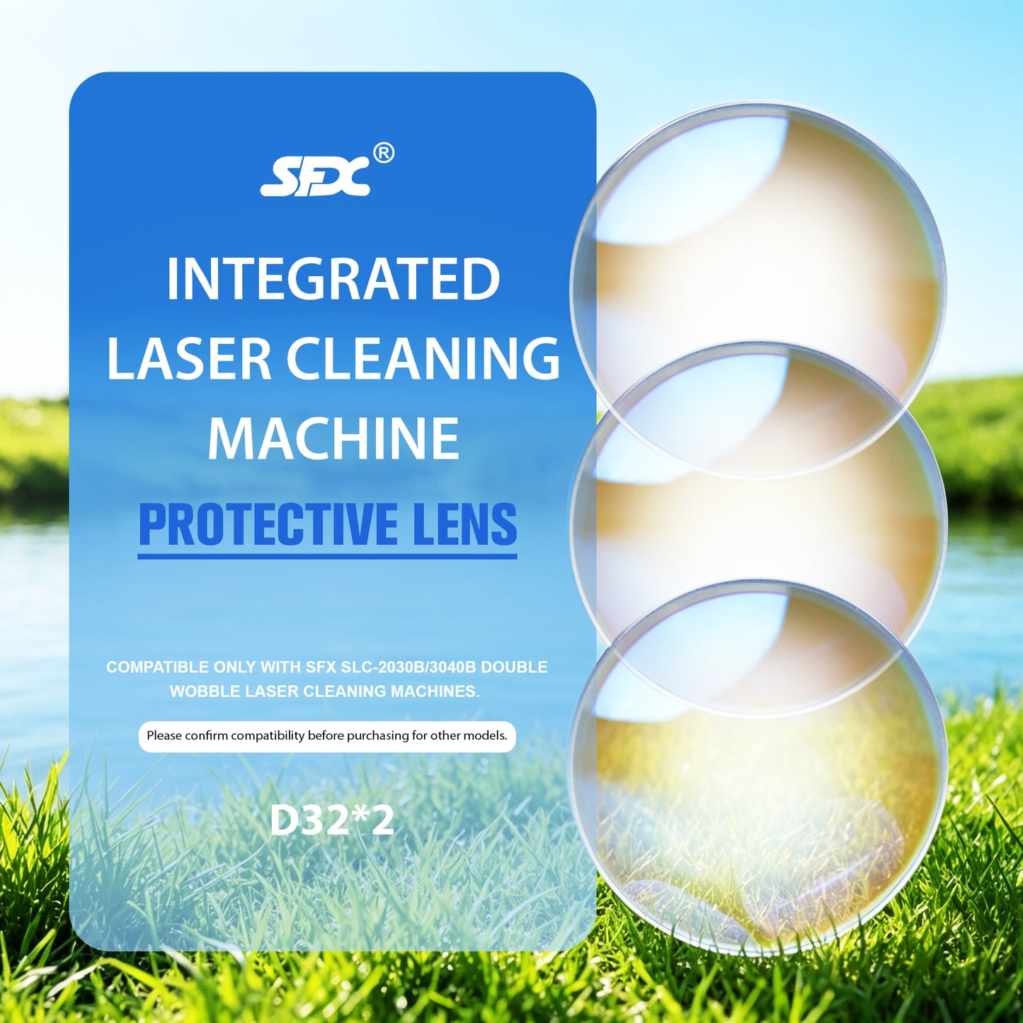 D32*2 Protective Lens for SFX Laser Rust Remover Machine 2000W/ 3000W Laser Cleaning Machine SLC-2030B/ 3040B