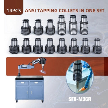 TC820 ANSI Collets 14 pcs ANSI Tapping Collet Chuck TC820 Tapping Holder for M36R Electric Tapping Machine