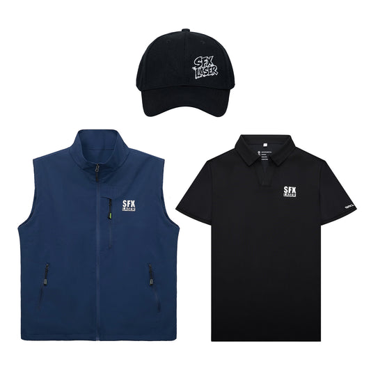 SFX Laser Branded Apparel Set Hat Polo Shirt and Vest for Industrial Use