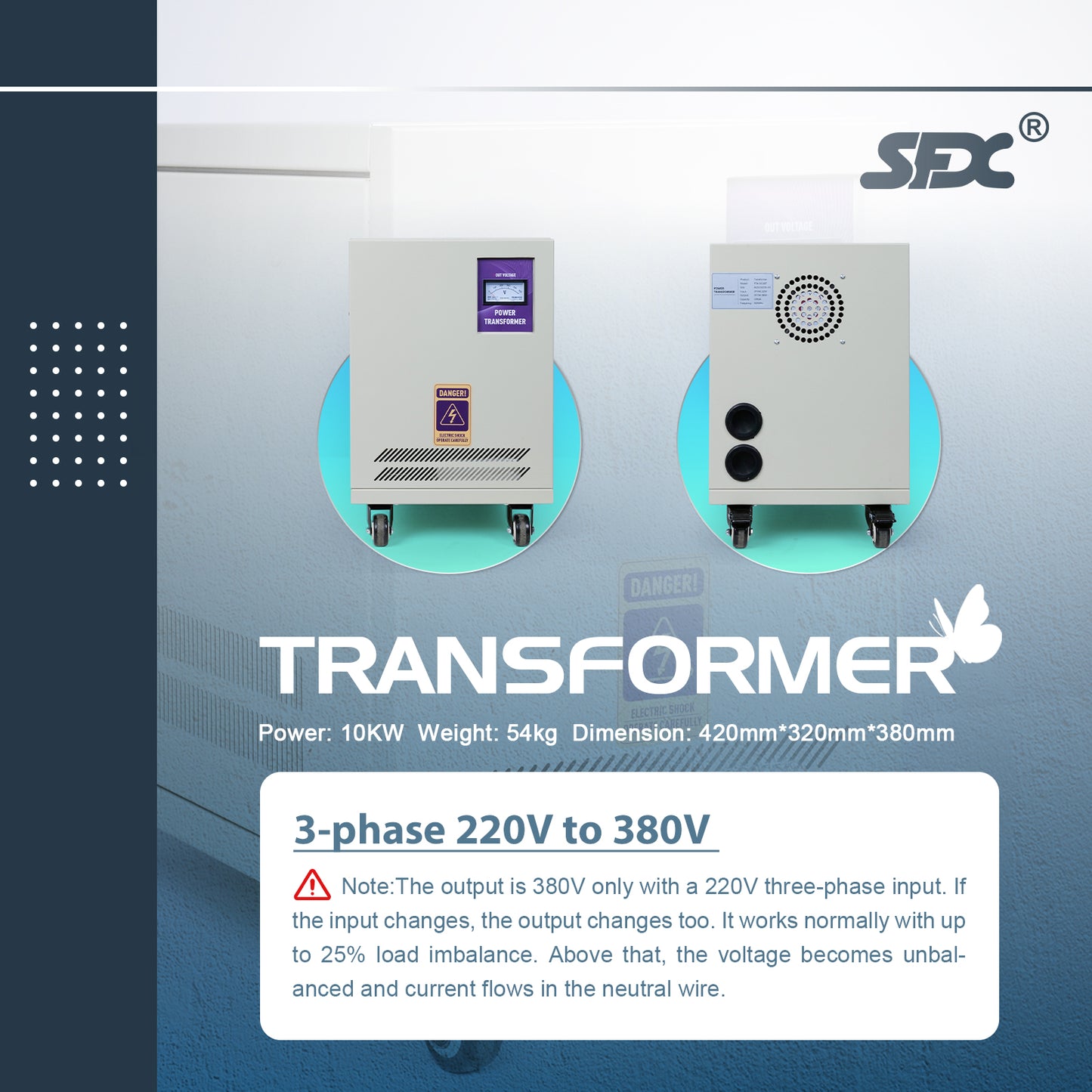SFX 10kW Three Phase Voltage Transformer 380V to 220V for Laser Cleaning Machine and Laser Welding Machine