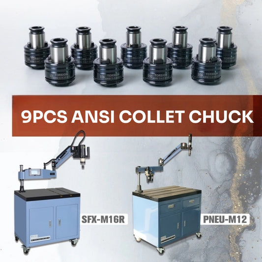 GT12 ANSI Collets 9 pcs GT12 ANSI Tapping Collet Chuck GT12 Tapping Adapters for M16 Electric Tapping Machine