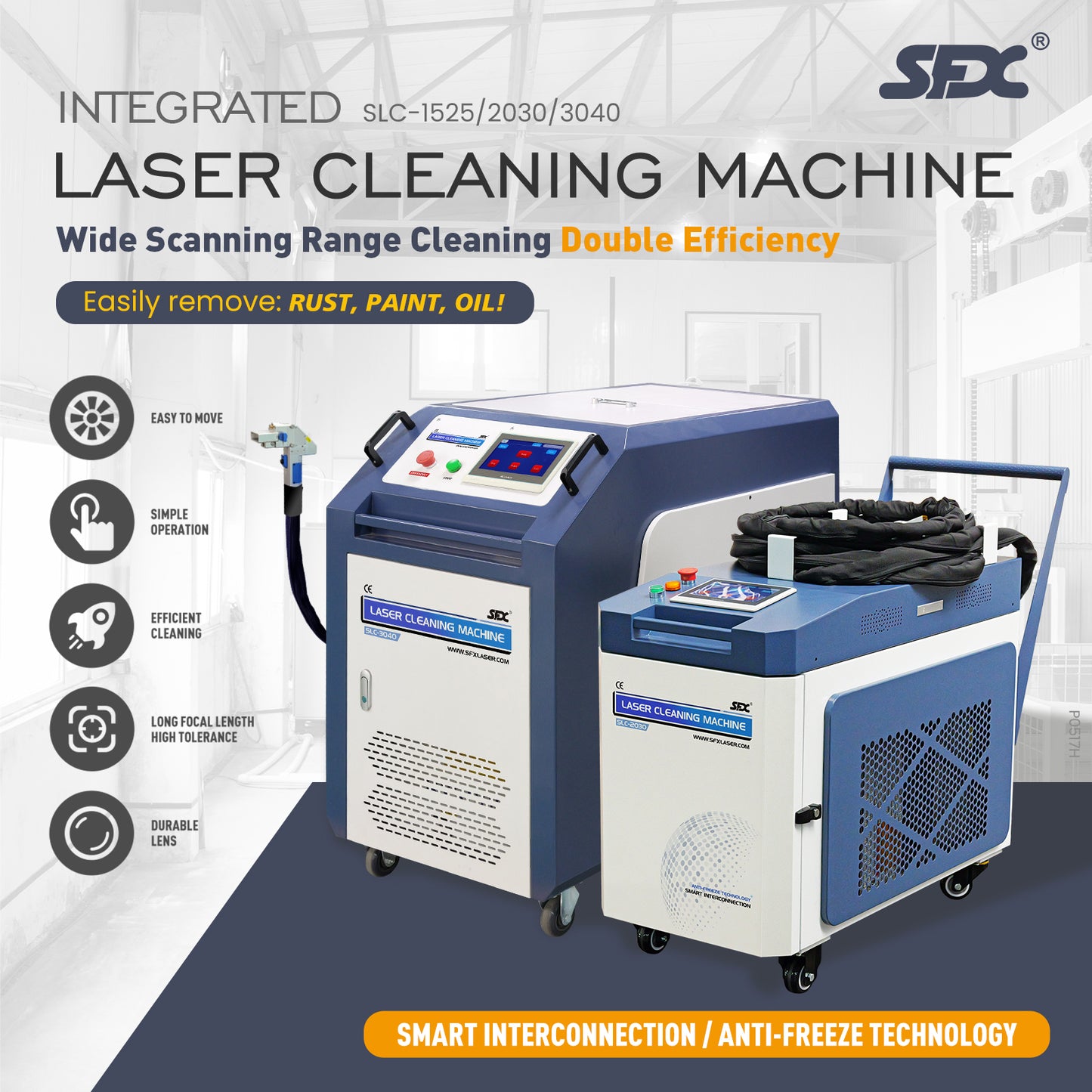 US Stock SFX Laser Cleaning Machine 1500W/2000/3000W Portable Handheld Laser Cleaner for Rust Paint Oil Oxide