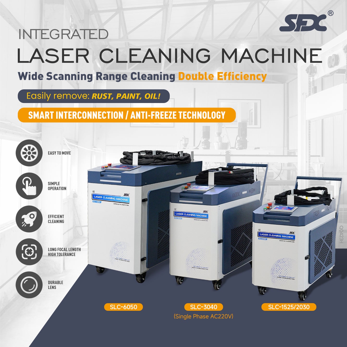 SFX Laser 6000W Laser Cleaning Machine Handheld Continuous Laser Cleaning Machine High Efficiency 500mm Scannning Width